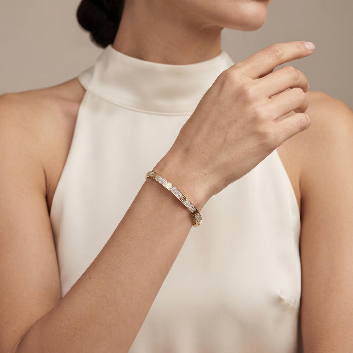 14K / 18K Solid Gold Pave Bangle
