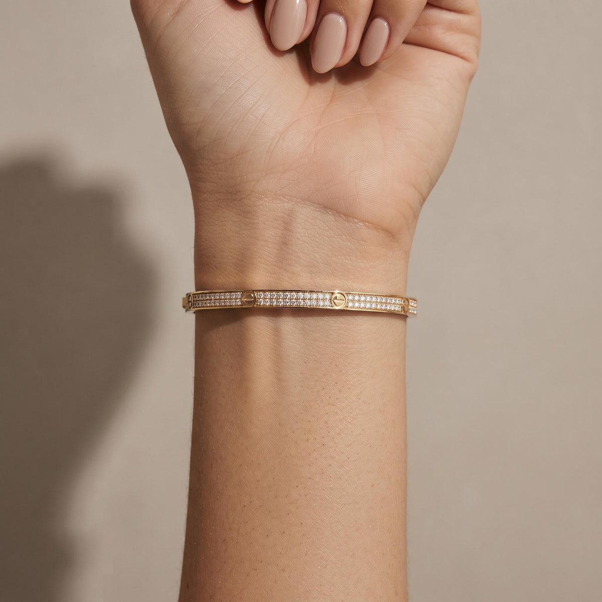 14K / 18K Solid Gold Pave Bangle
