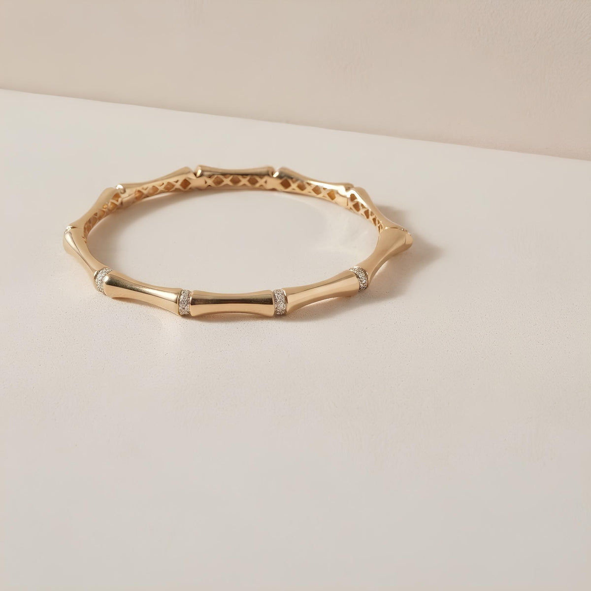 14K / 18K Solid Gold Bamboo Bangle