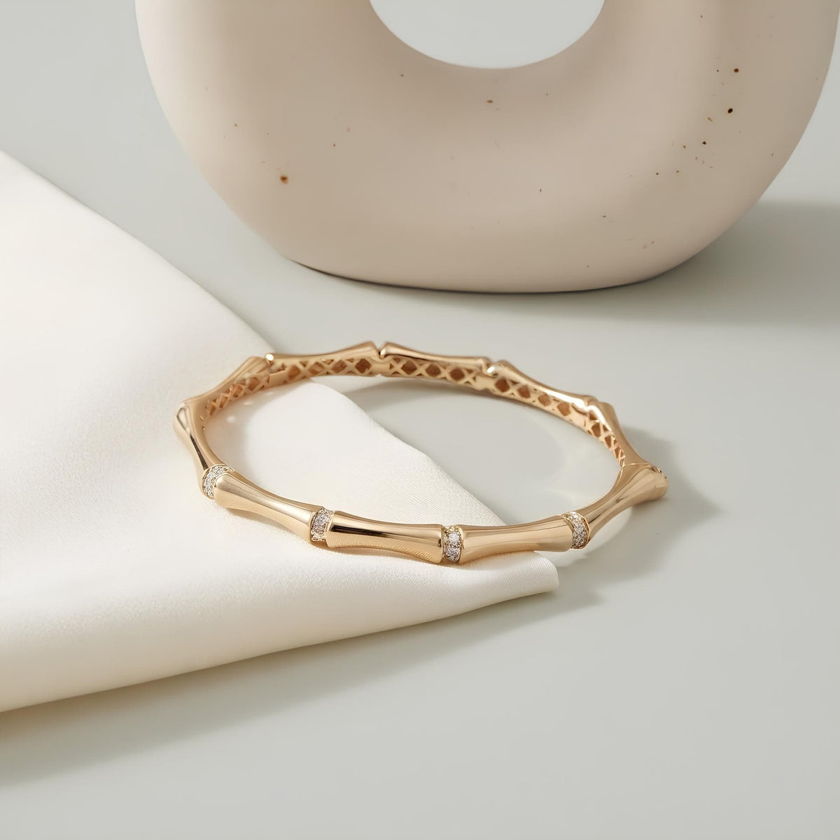 14K / 18K Solid Gold Bamboo Bangle