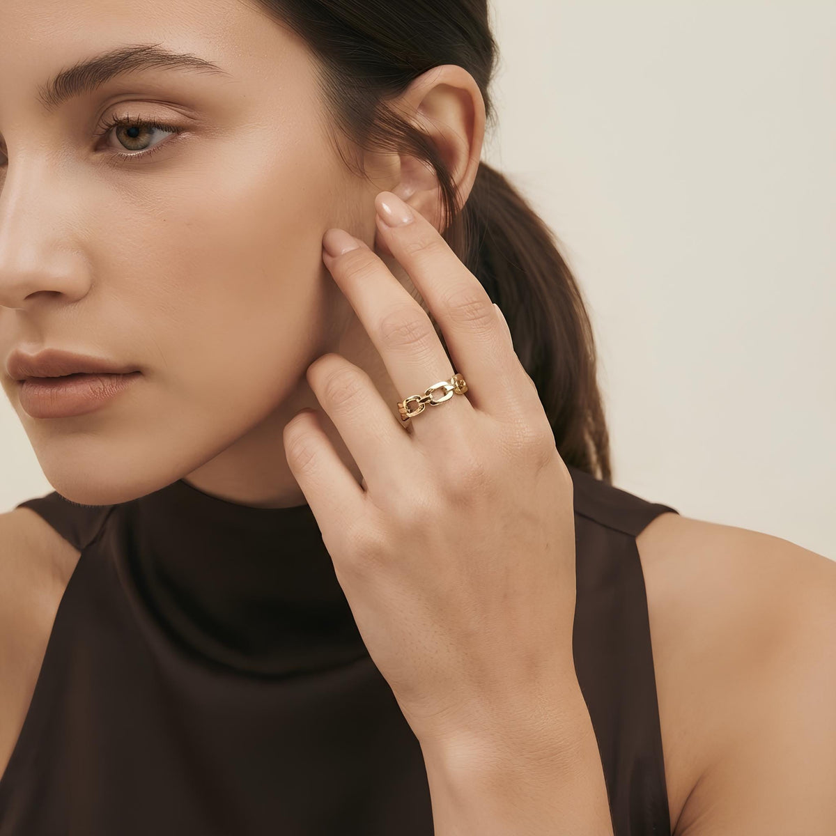 14K / 18K Solid Gold Chain Link Ring