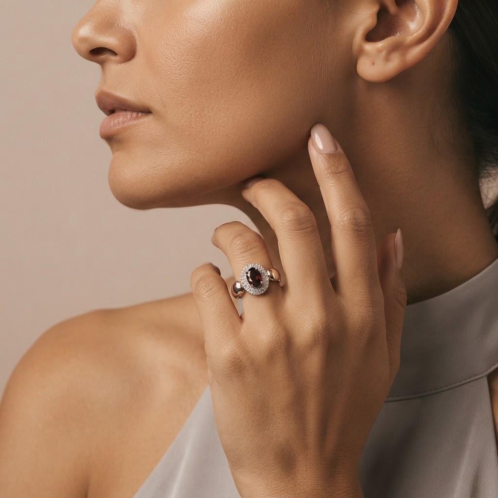 14K / 18K Solid Gold Garnet Ring