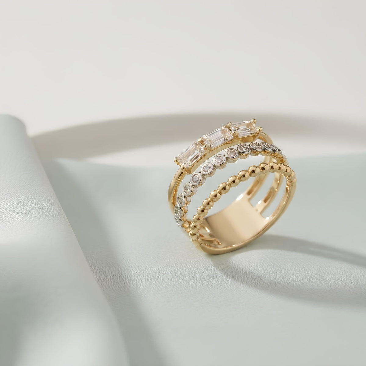 14K / 18K Solid Gold Multi Band Ring