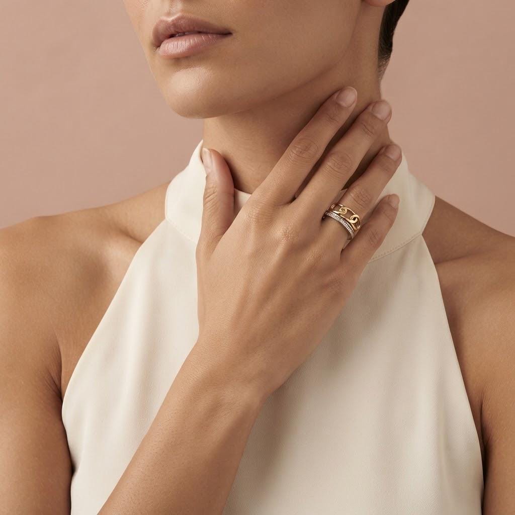 14K / 18K Solid Gold Chain Link Ring