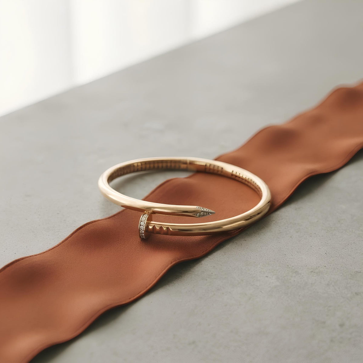 14K / 18K Solid Gold Pave Nail Bangle