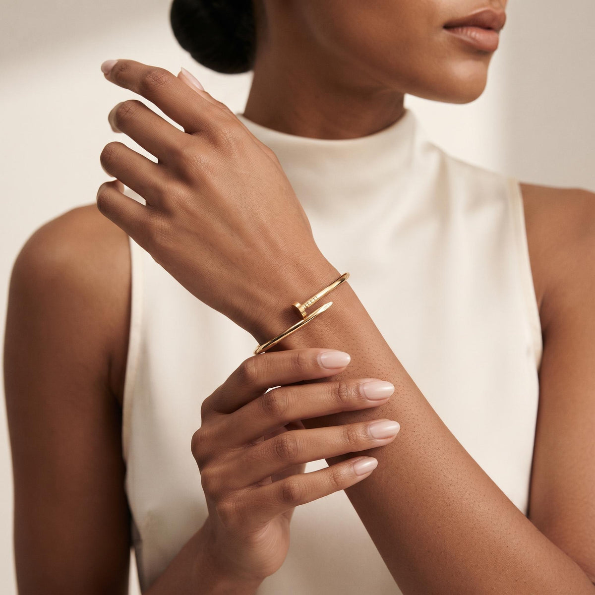 14K / 18K Solid Gold Nail Bangle